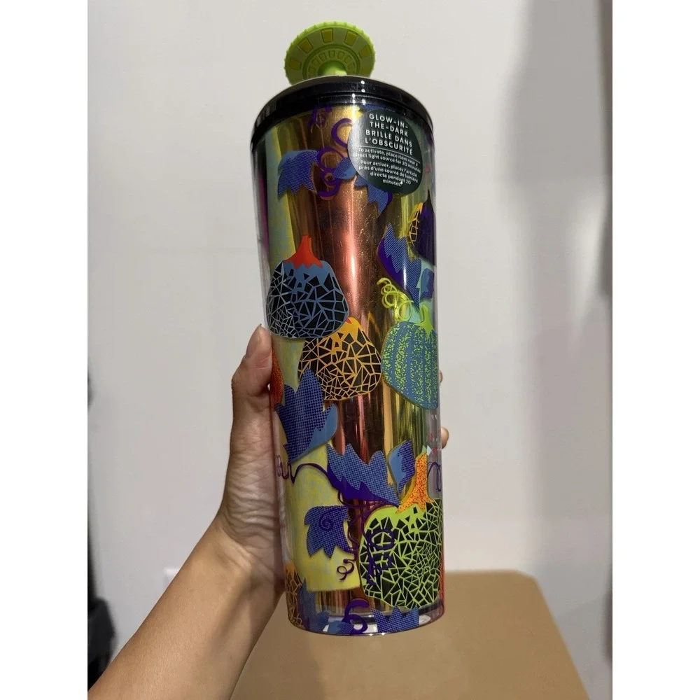 Starbucks UFO Cold Cup Halloween w Spaceship Straw Topper 24oz - FLAWS - READ